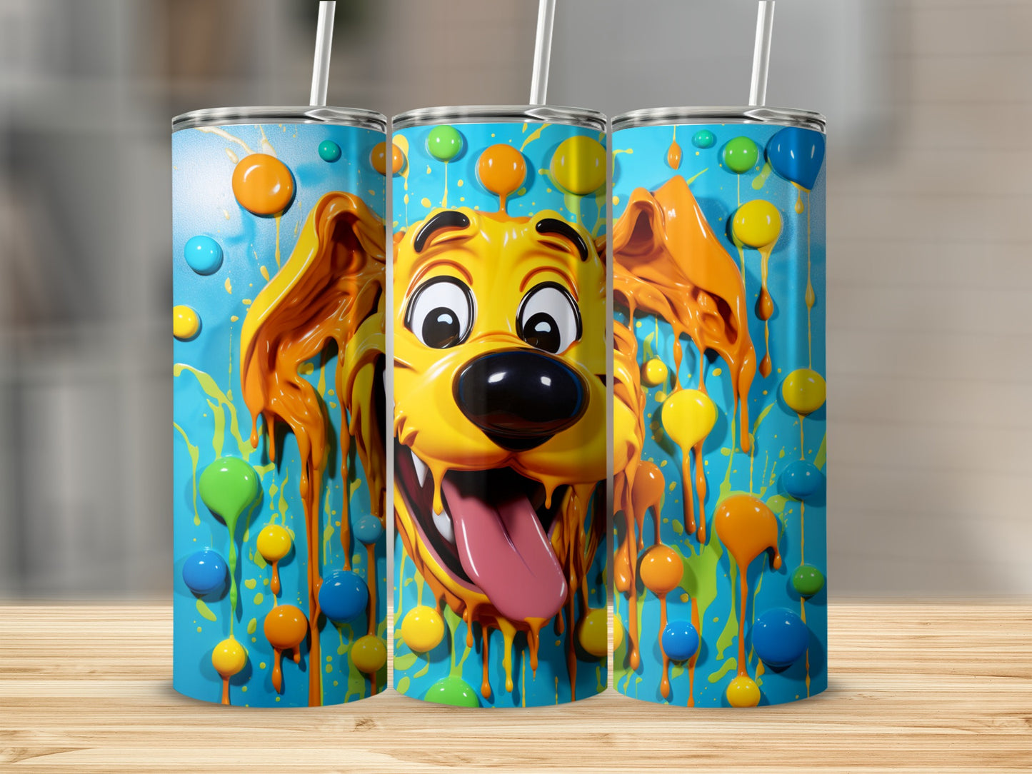 Colorful Cartoon Dog Art Insulated Drink Tumbler