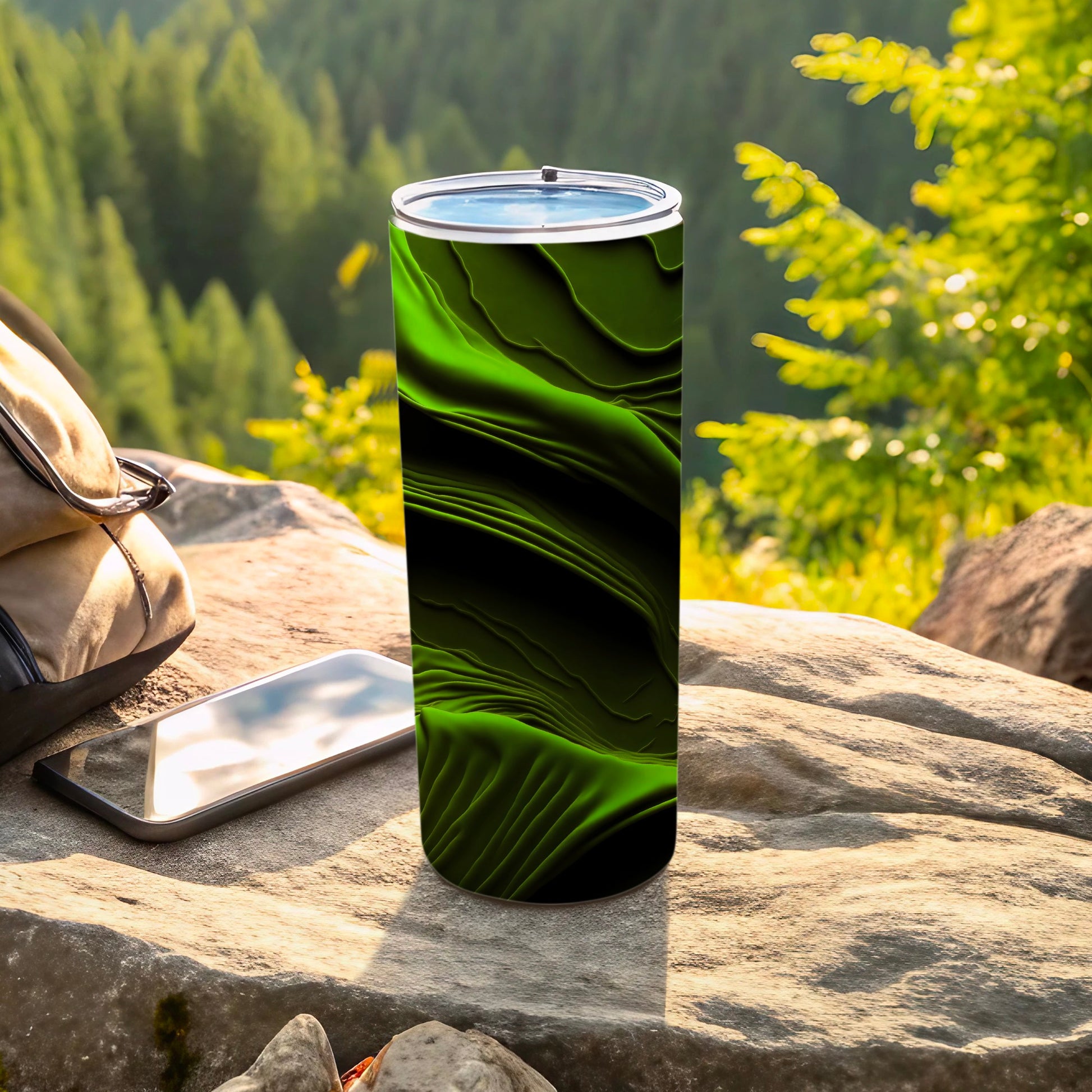 Vibrant Green Wavy Abstract Pattern Tumbler Product Type