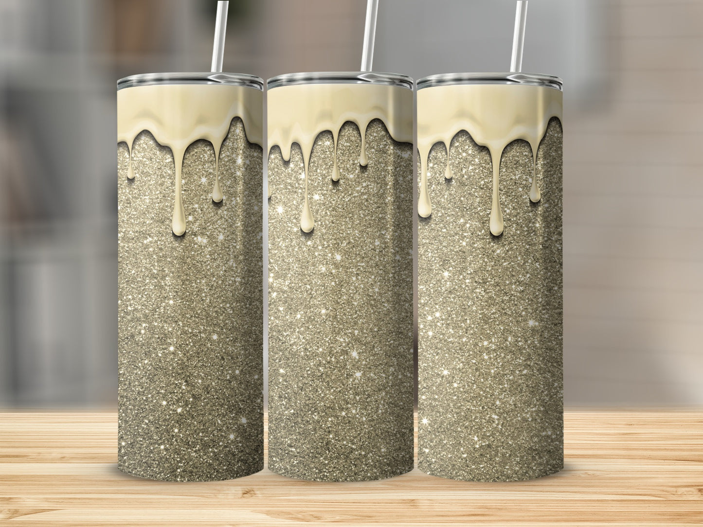 Sparkling Glitter and Drip Design Tumbler Product