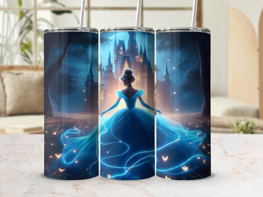 Enchanted Castle Portrait Design Tumbler with Straw