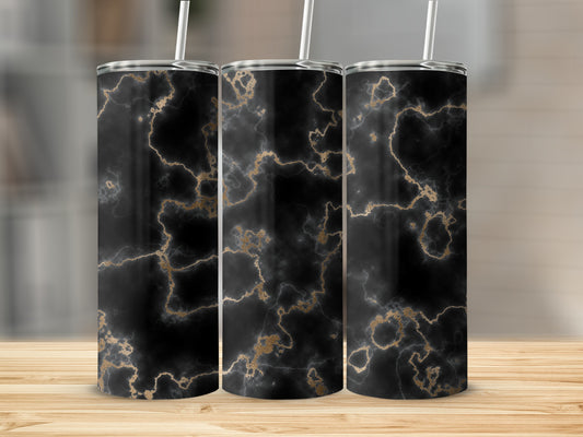 Elegant Black Marble Texture with Golden Veins Tumblers