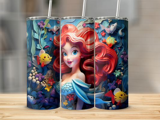 Colorful Mermaid Themed Tumbler for Kids and Adults