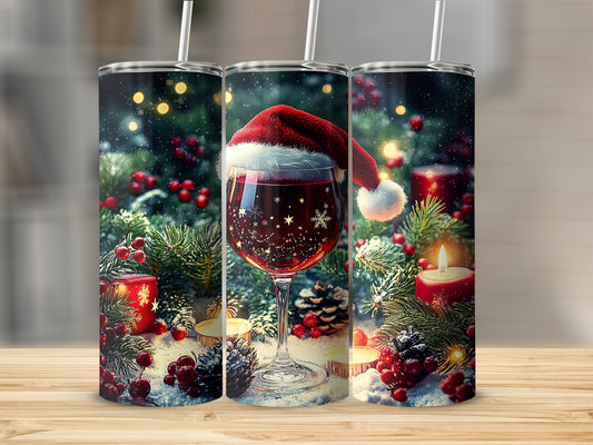 Festive Christmas Wine Santa Hat Tumblers for Holiday Cheers