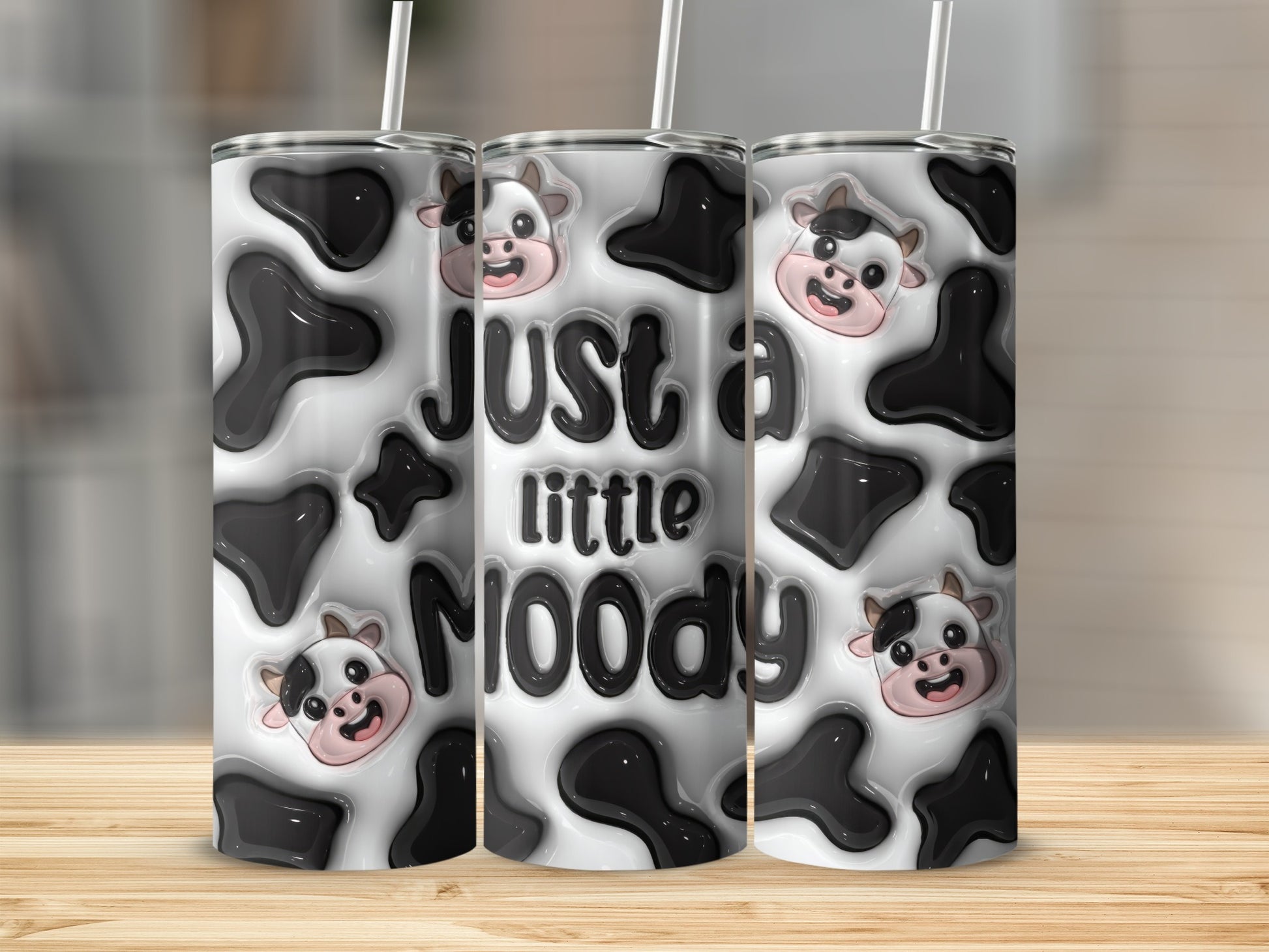Just a little Moody Cow Print Happy Faces Tumbler product type