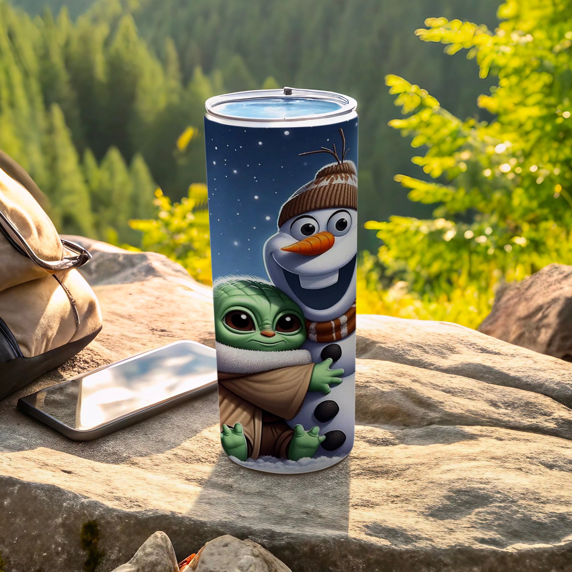 Cute Baby Alien Snowman Design Travel Tumbler