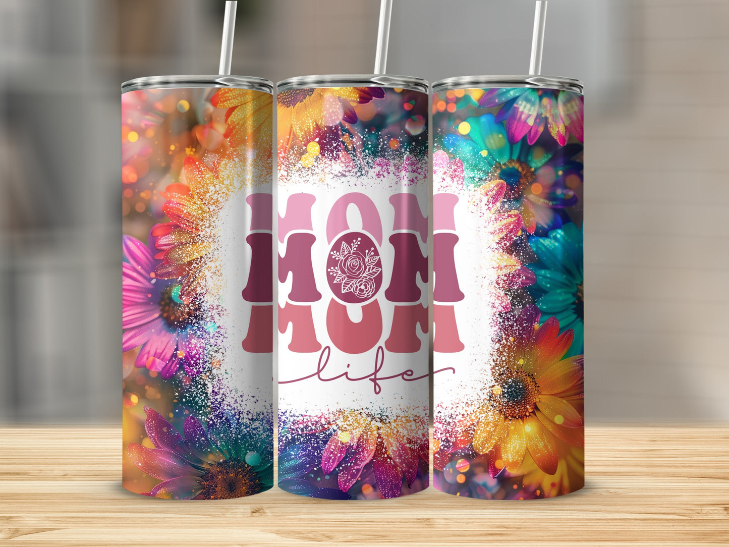 Vibrant Mom Life Floral Design Insulated Tumbler