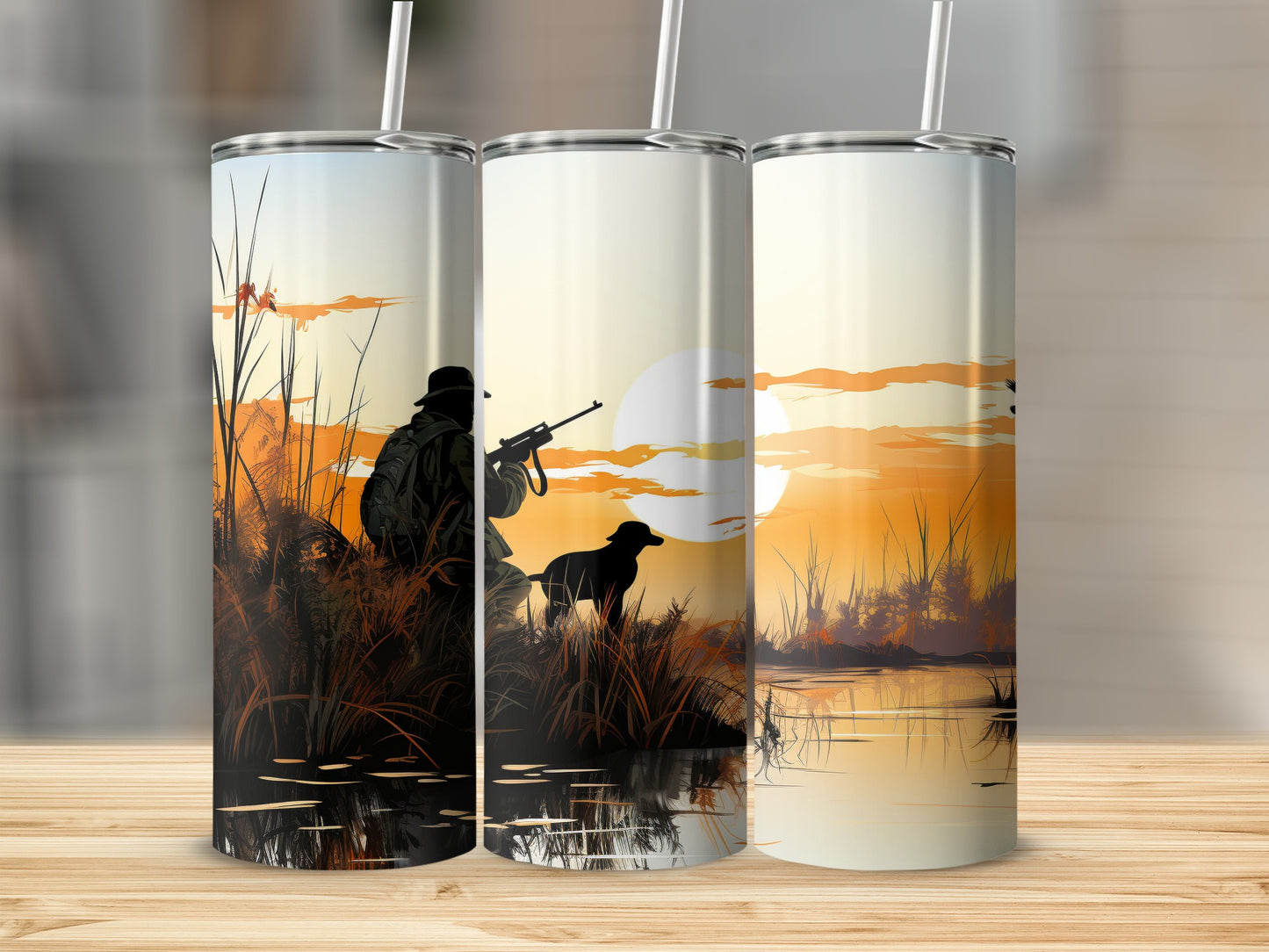 Sunrise Hunting Scene with Dog Tumbler Product