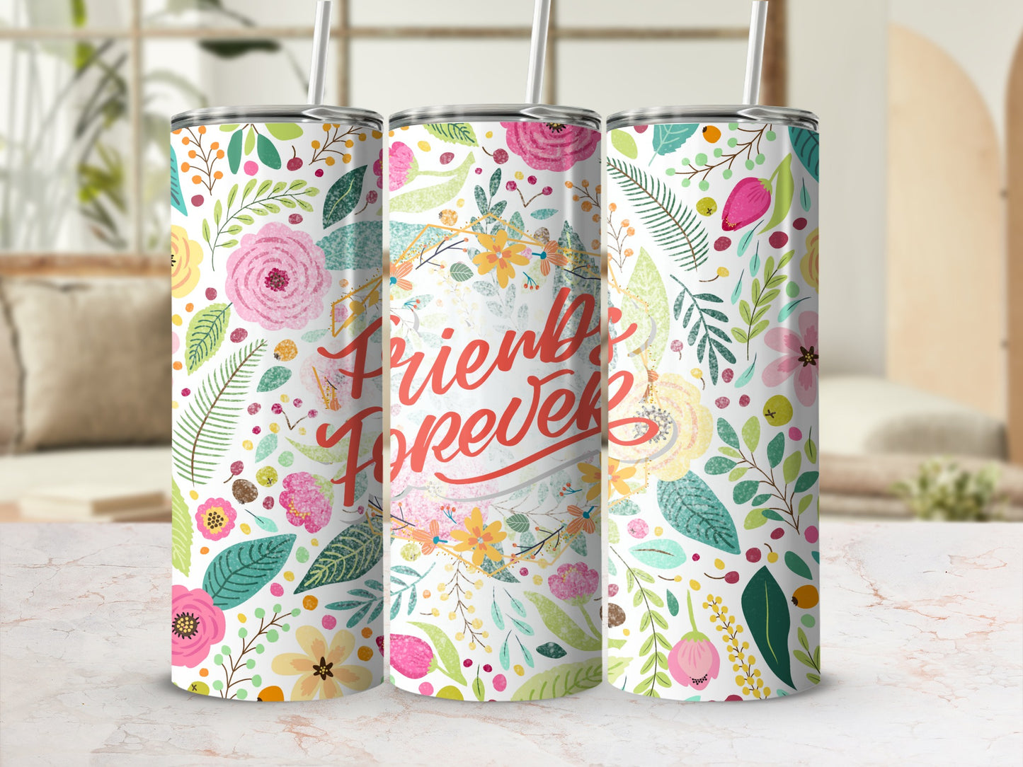 Floral Design Friends Forever Insulated Tumbler Cup