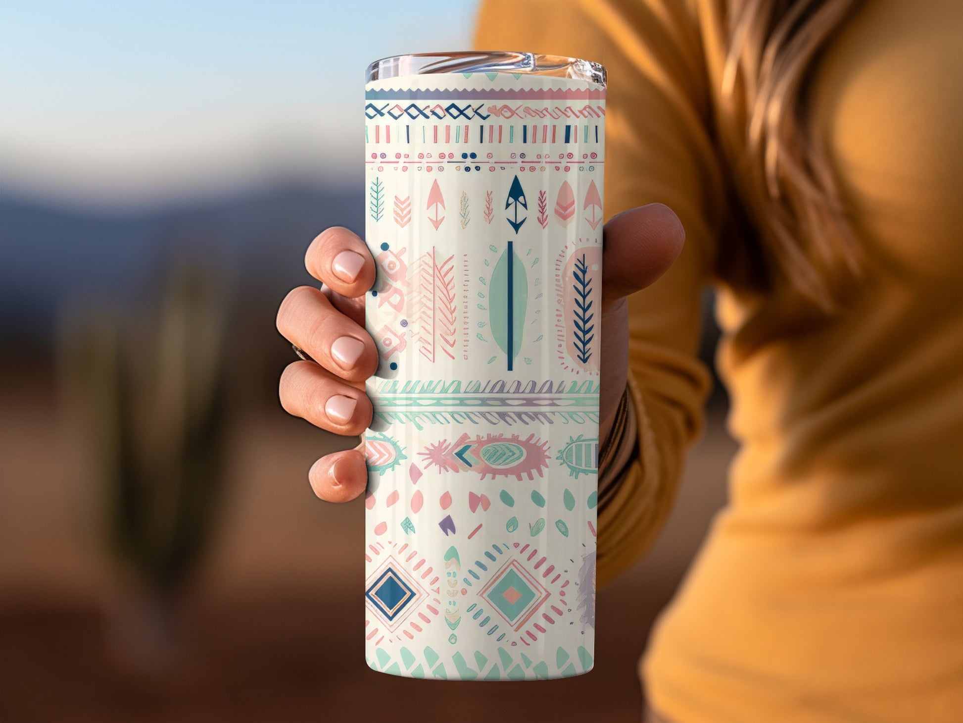 Handheld Insulated Tumbler with Colorful Patterns