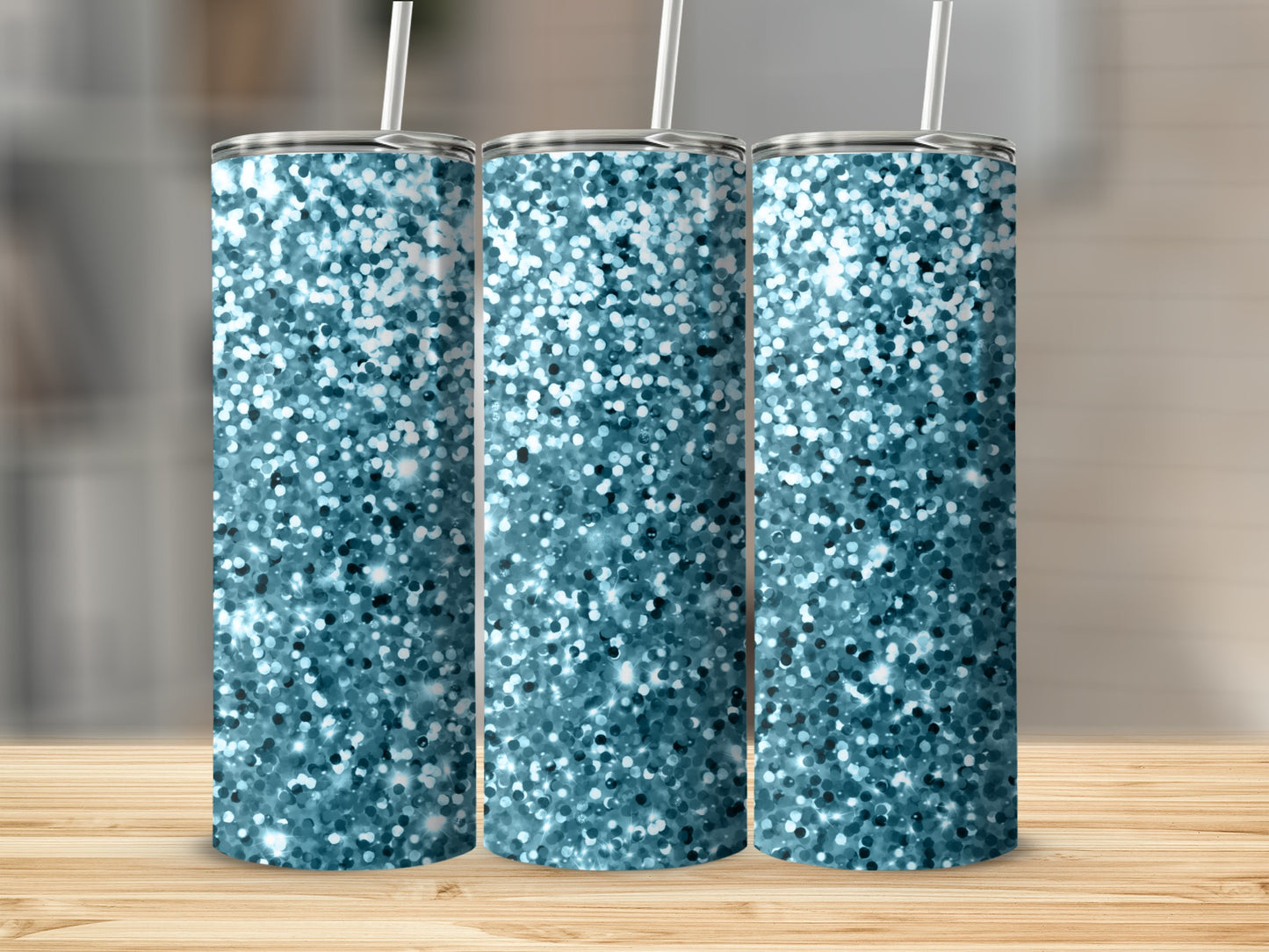 Sparkling Blue Glitter Tumbler Custom Drinkware