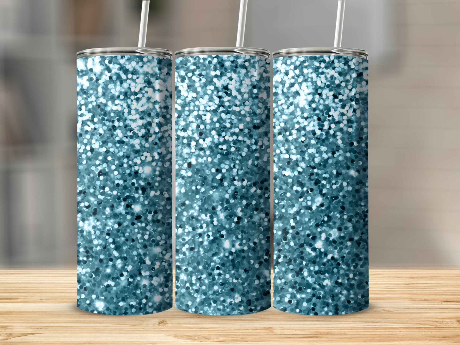 Sparkling Blue Glitter Tumbler Custom Drinkware
