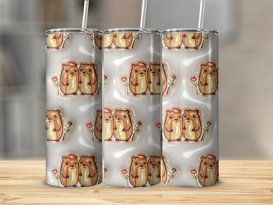 Adorable Bear Couple Design Customizable Tumbler