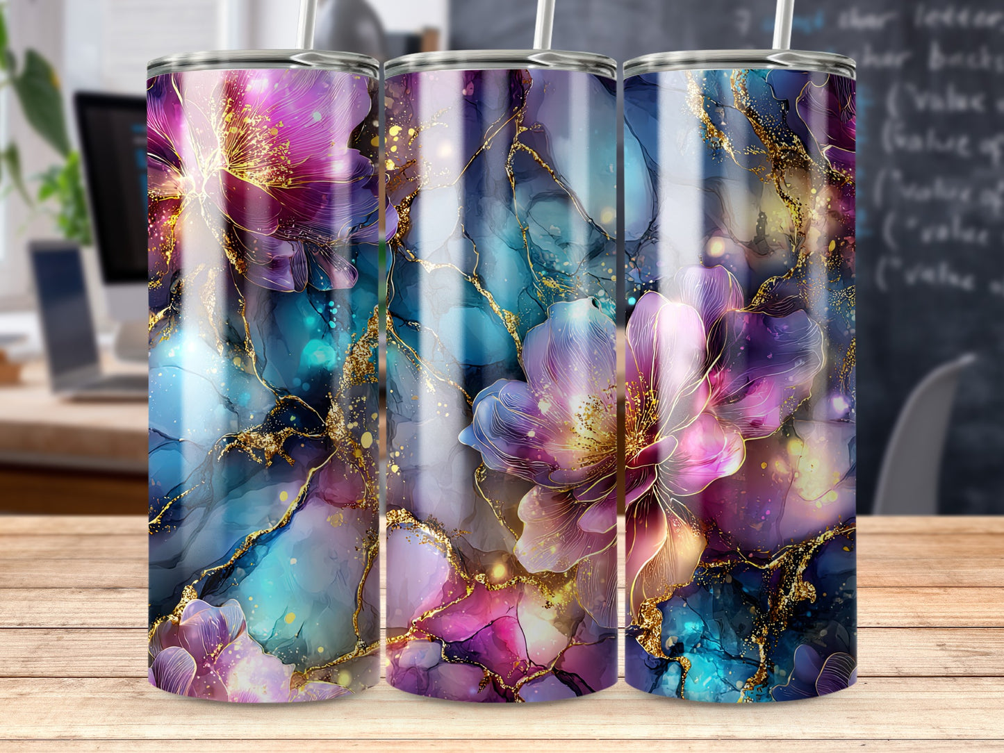 Stunning Floral Tumbler with Elegant Abstract Design