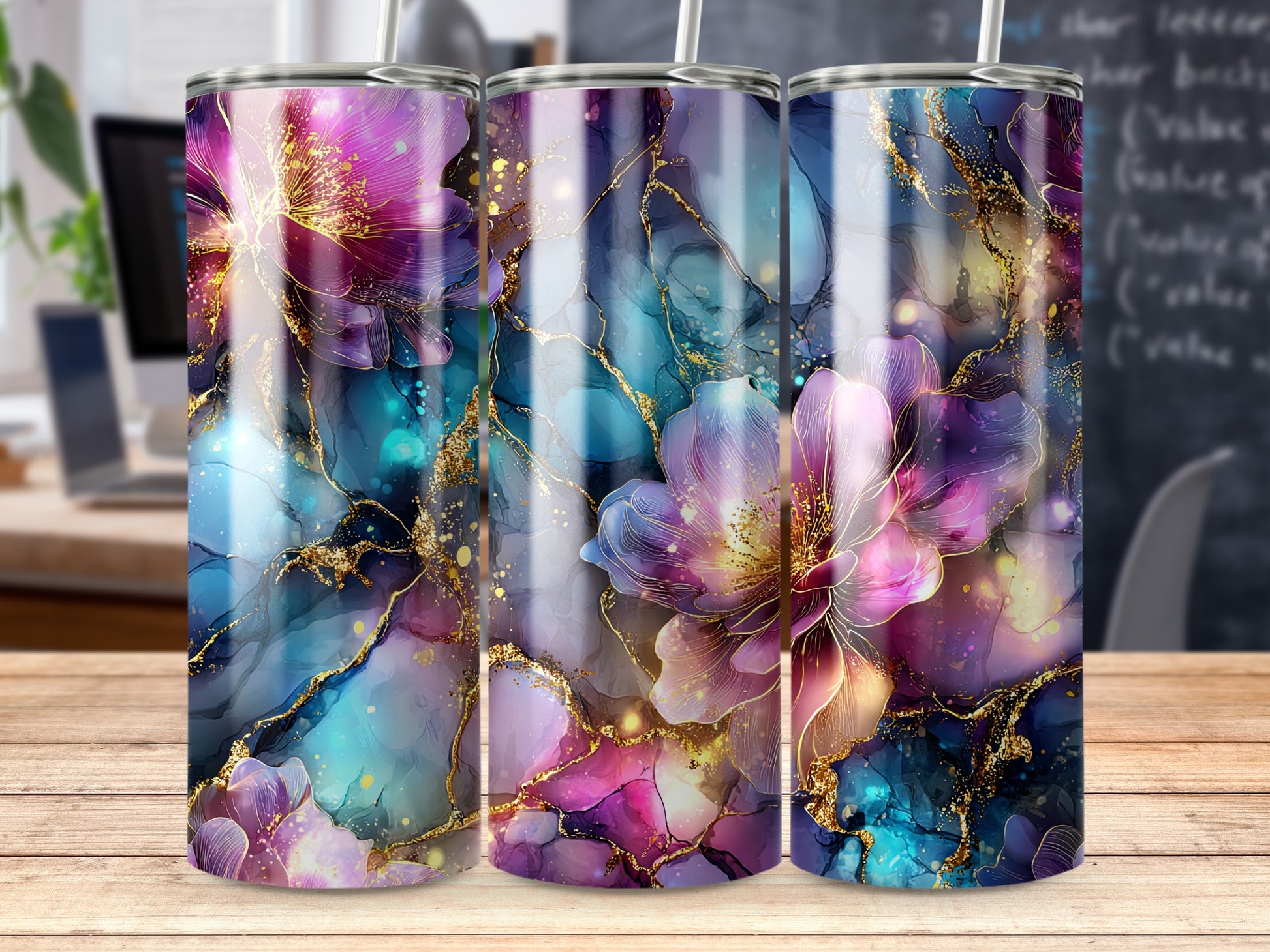 Stunning Floral Tumbler with Elegant Abstract Design