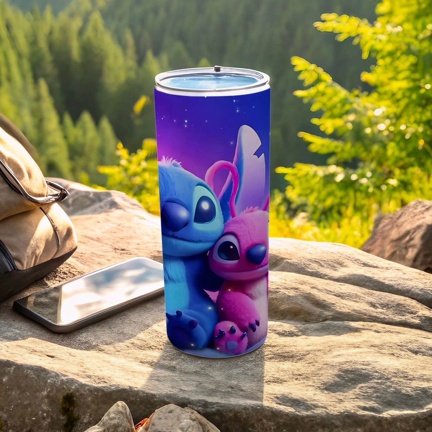 Adorable Blue and Pink Cartoon Characters Tumbler