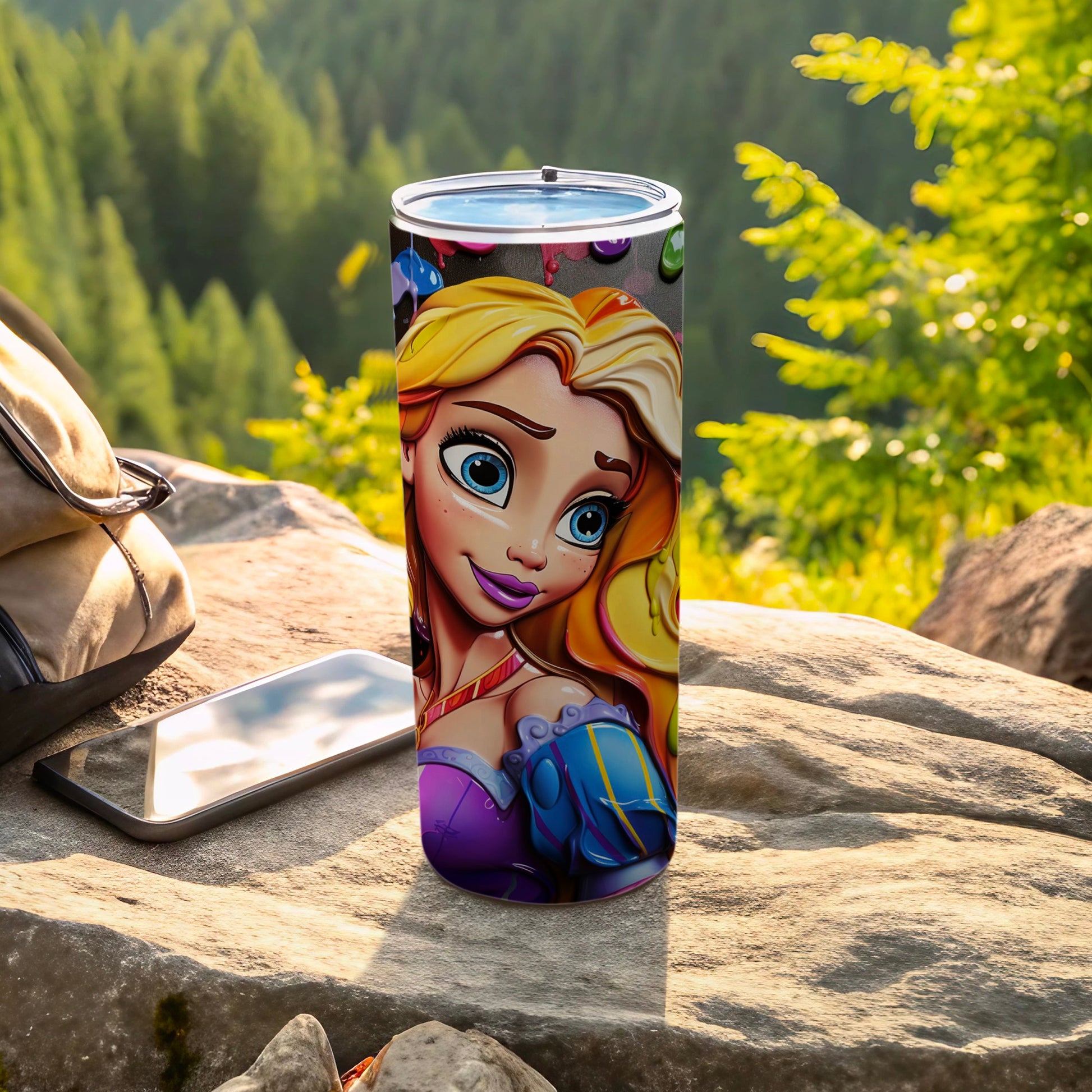 Vibrant Princess Design Tall Travel Tumbler Cup