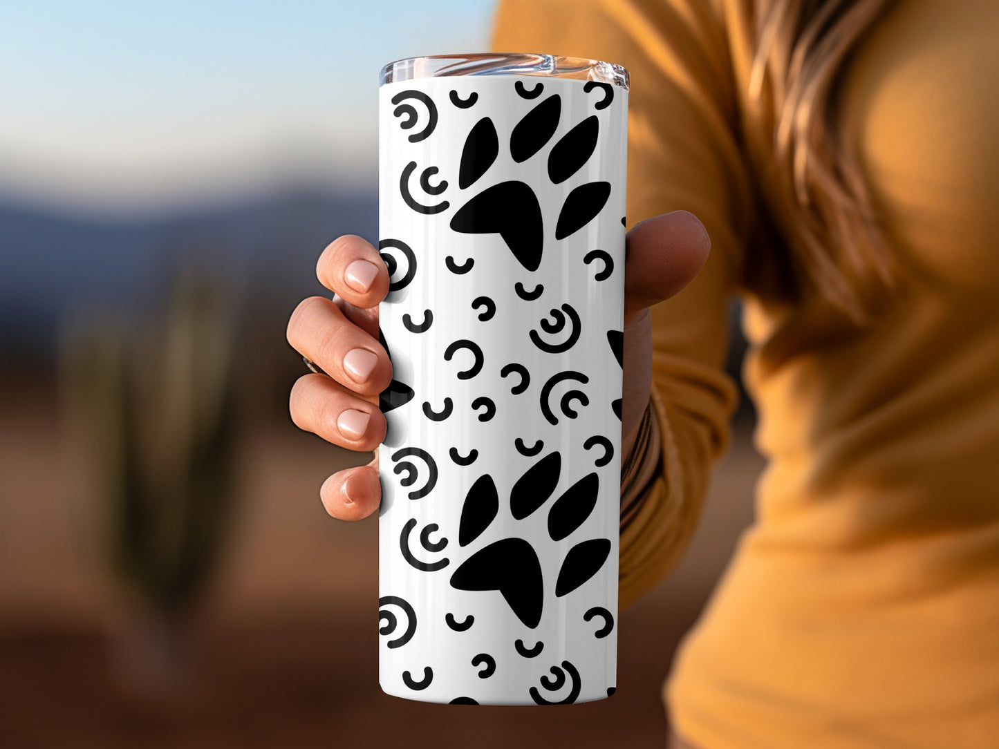 Black Paw Print Design Insulated Travel Tumbler