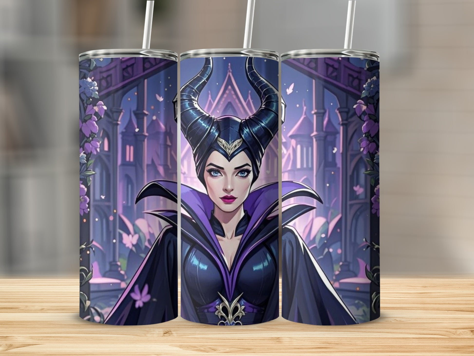 Villain Character Illustration Tumbler with Castle Design