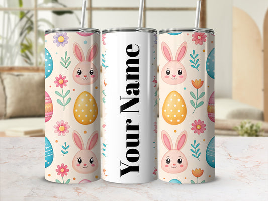 Personalized Easter Bunny and Egg Tumbler with Straw