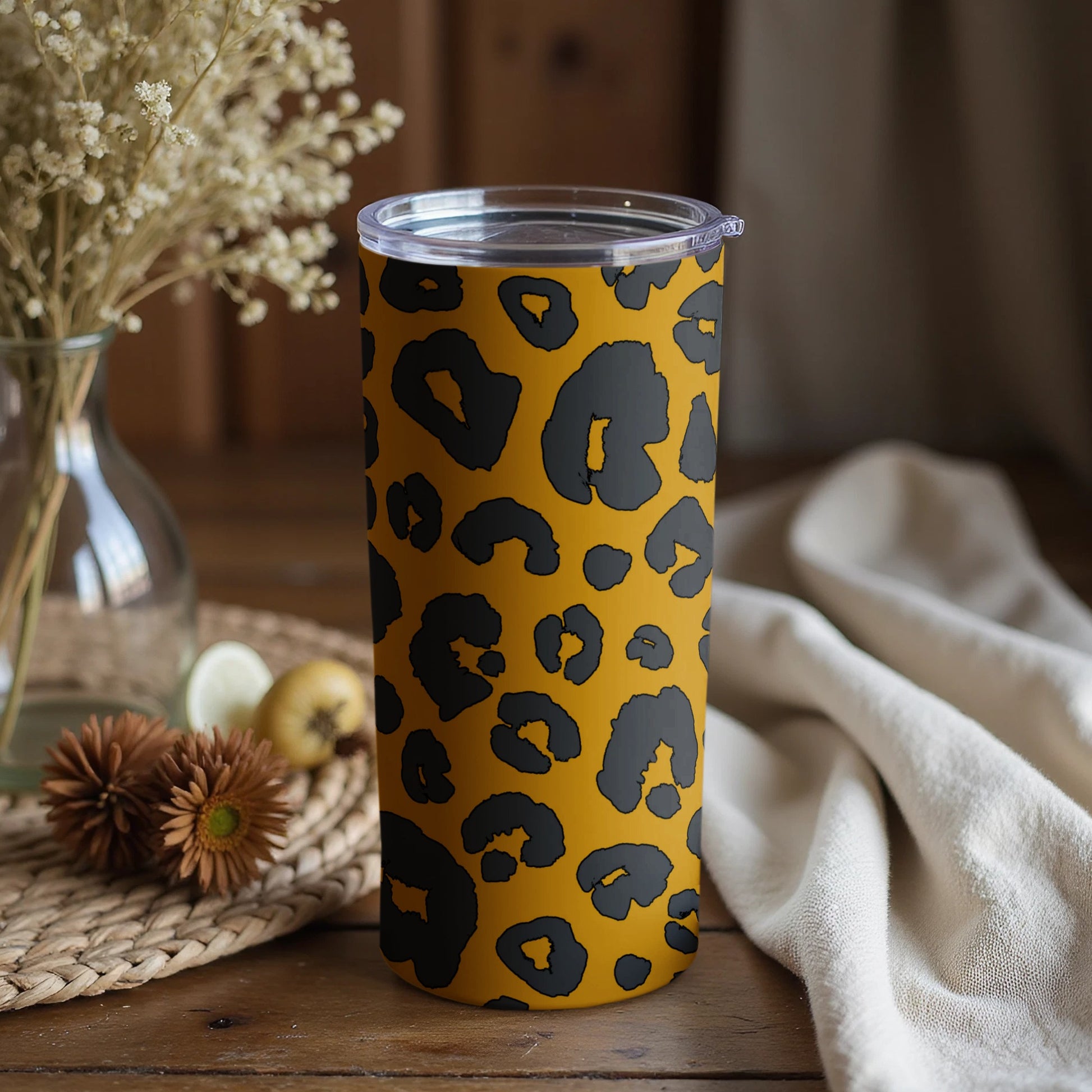 Leopard Print Tumbler for Stylish Beverage Storage