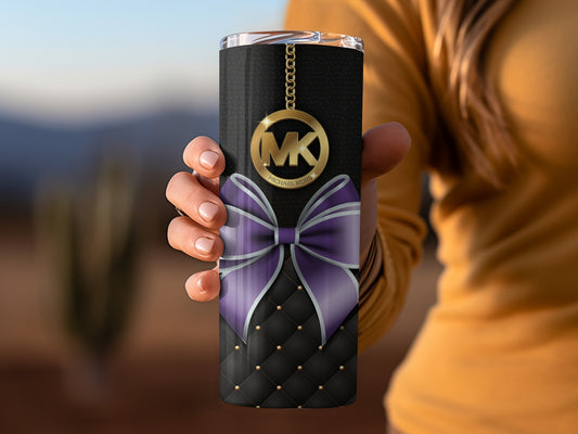 Stylish Black and Purple Bow Design Drink Tumbler