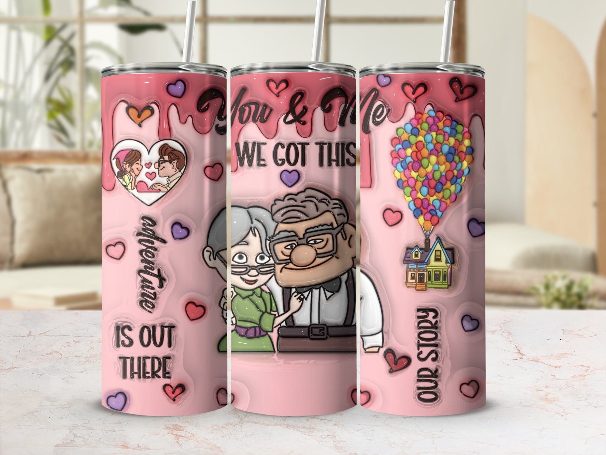 Cute Love Story Tumbler with Adorable Cartoon Design