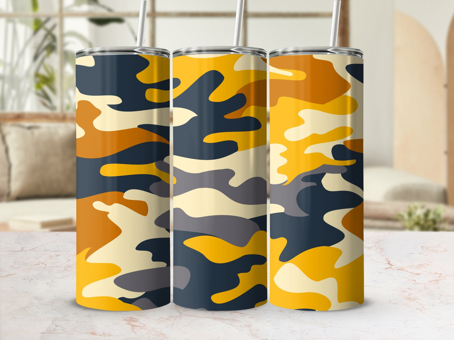 Vibrant Camouflage Insulated Tumbler Cups Collection
