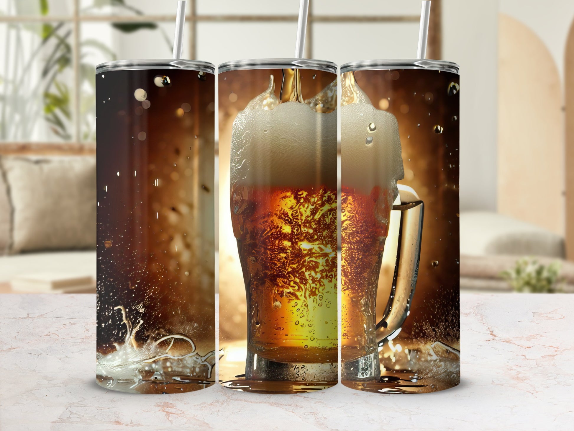 Beer Mug and Foamy Drink Print Tumbler product