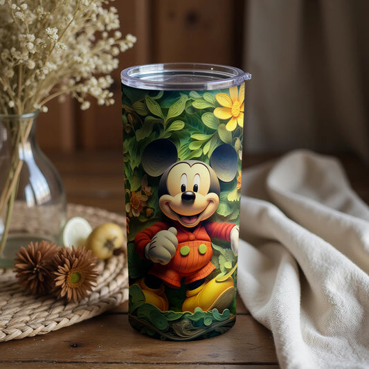Adorable Mouse Print Green and Yellow Tumbler