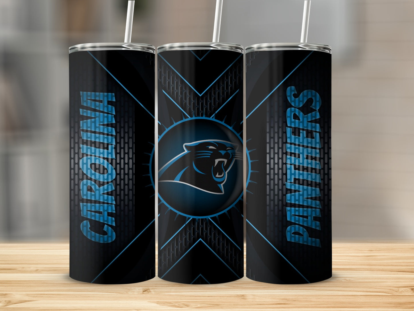 Carolina Panthers Logo Graphic Black and Blue Tumblers