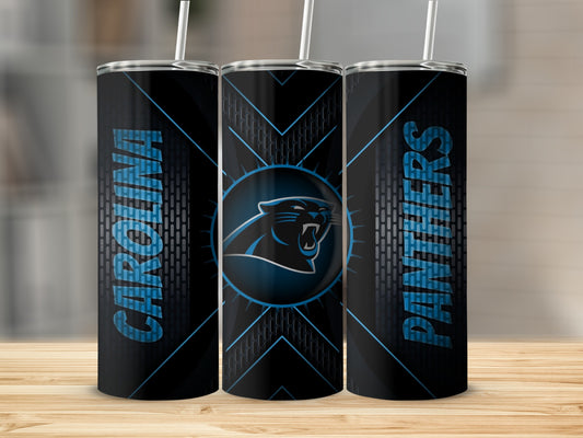 Carolina Panthers Logo Graphic Black and Blue Tumblers