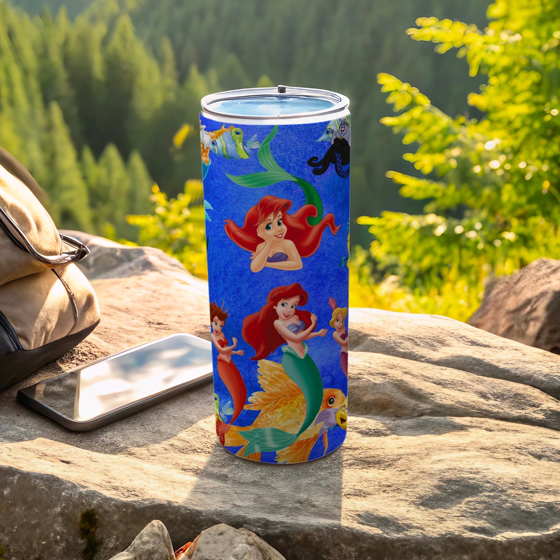 Underwater Princess Design Travel Tumbler with Lid