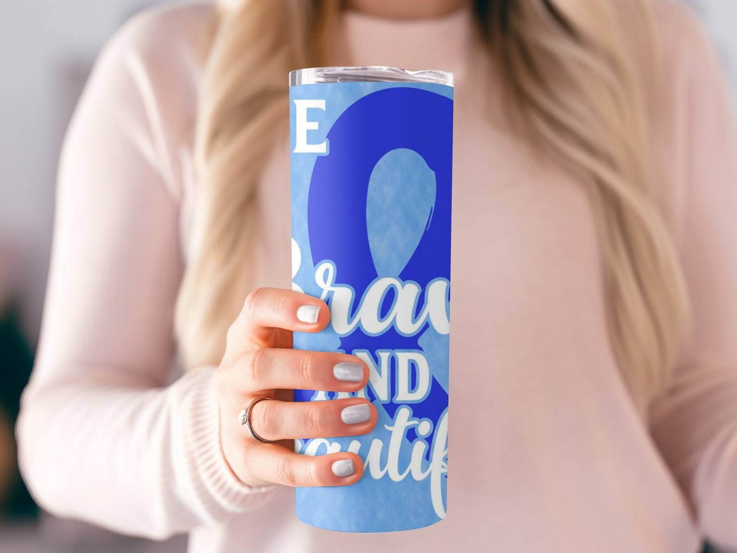 Brave and Beautiful Blue Design Tumbler Product