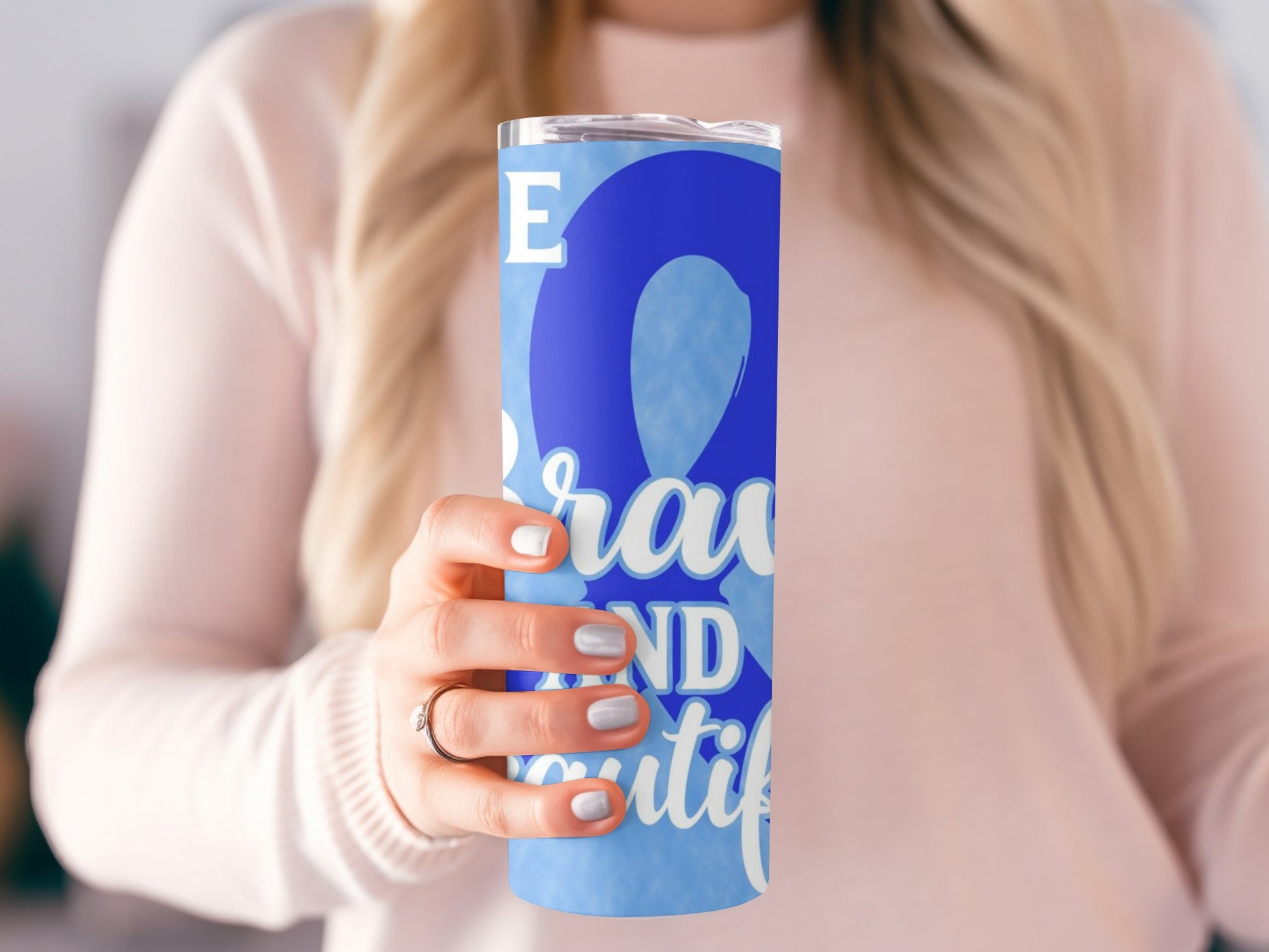 Brave and Beautiful Blue Design Tumbler Product