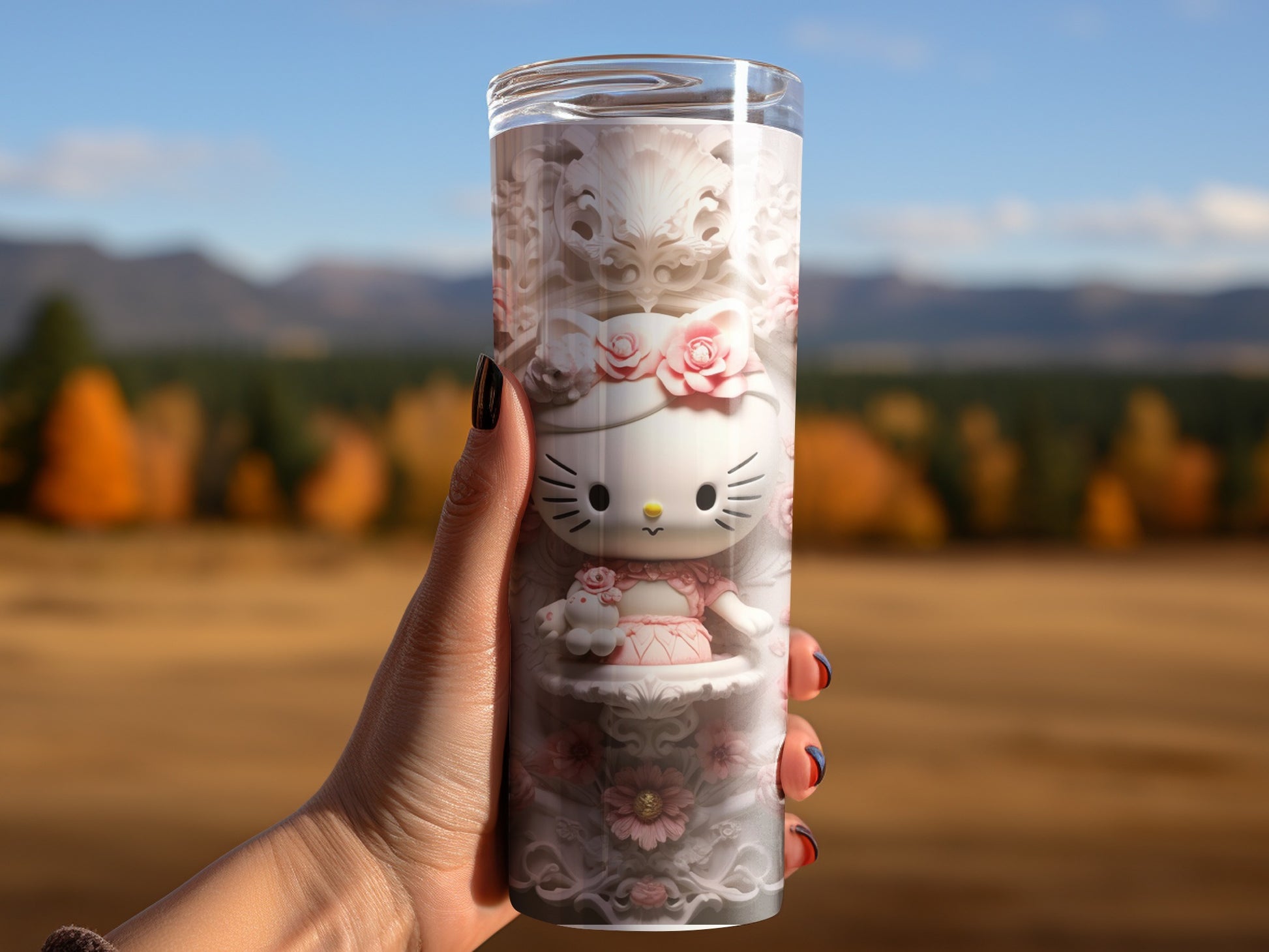 Stylish Hello Kitty Tumbler with Floral Details