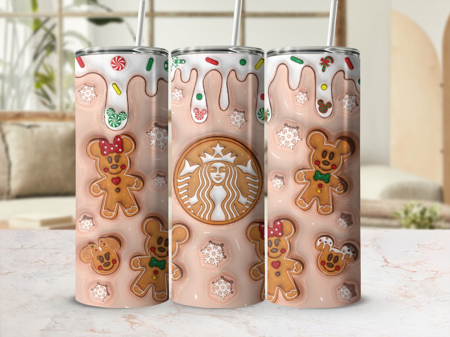 Festive Gingerbread Man Design Insulated Tumbler