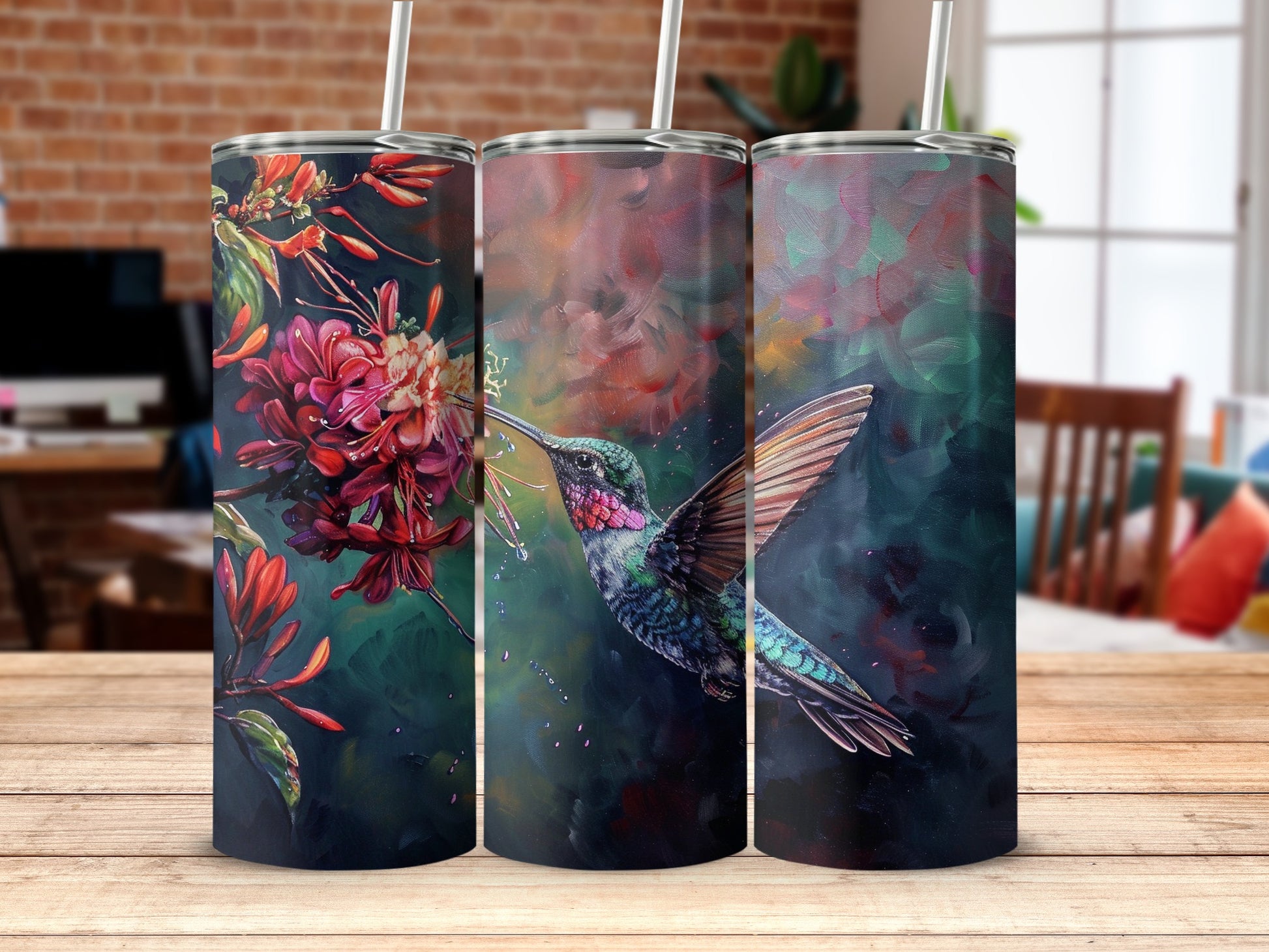 Hummingbird Floral Art Design Vibrant Colors product type