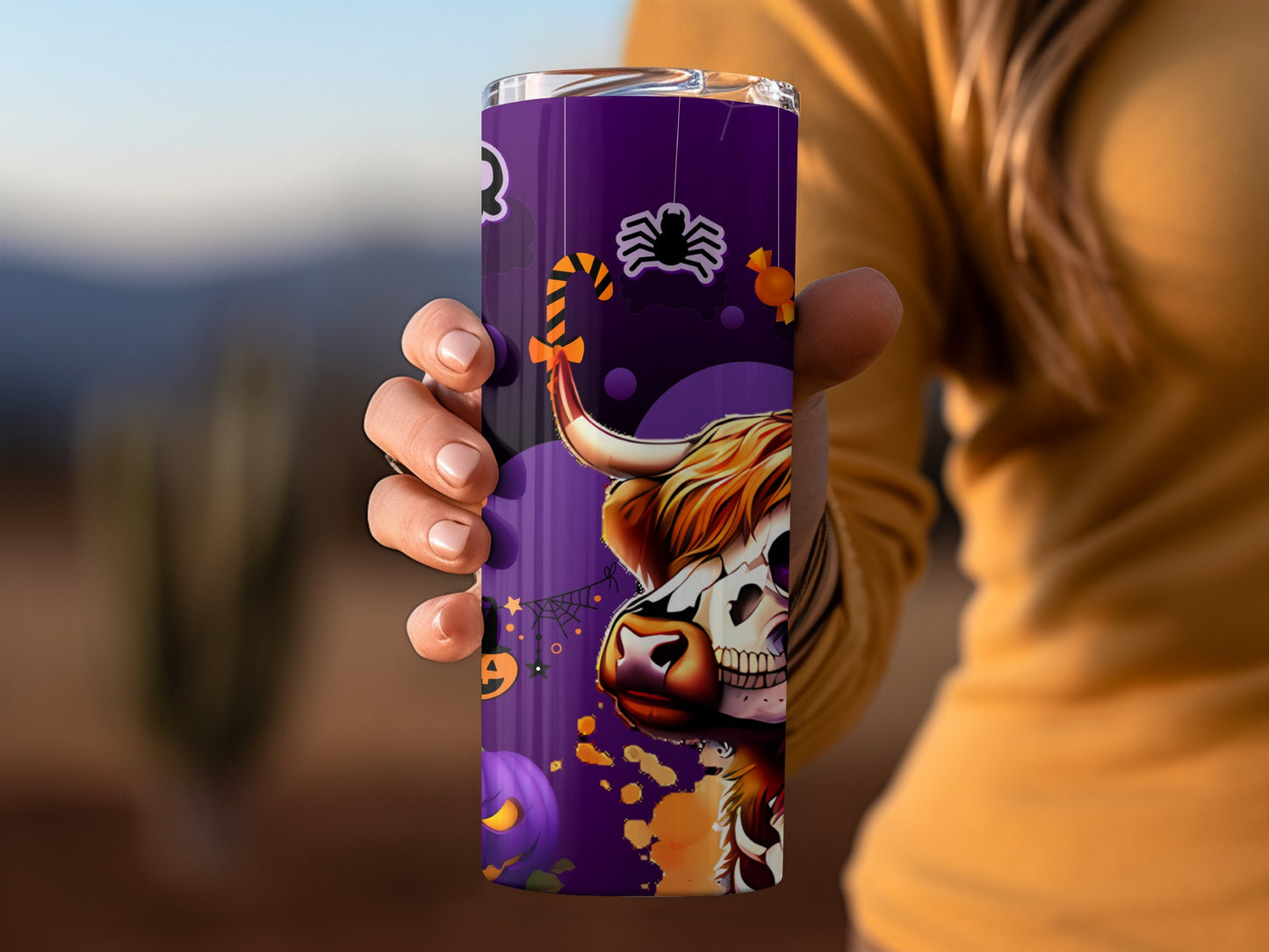 Halloween-themed Colorful Skull Design Tumbler Cup
