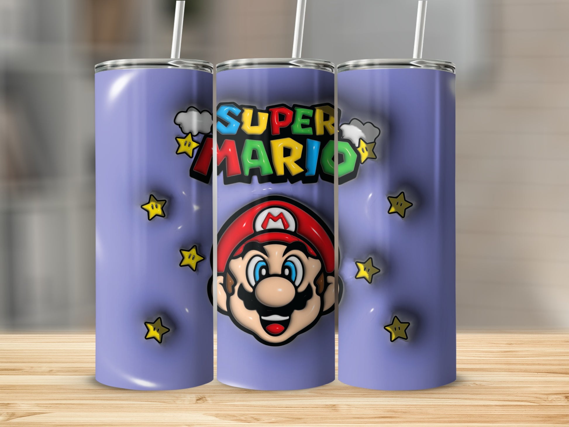 Super Mario Purple Travel Tumbler Cup Kids Party Hero