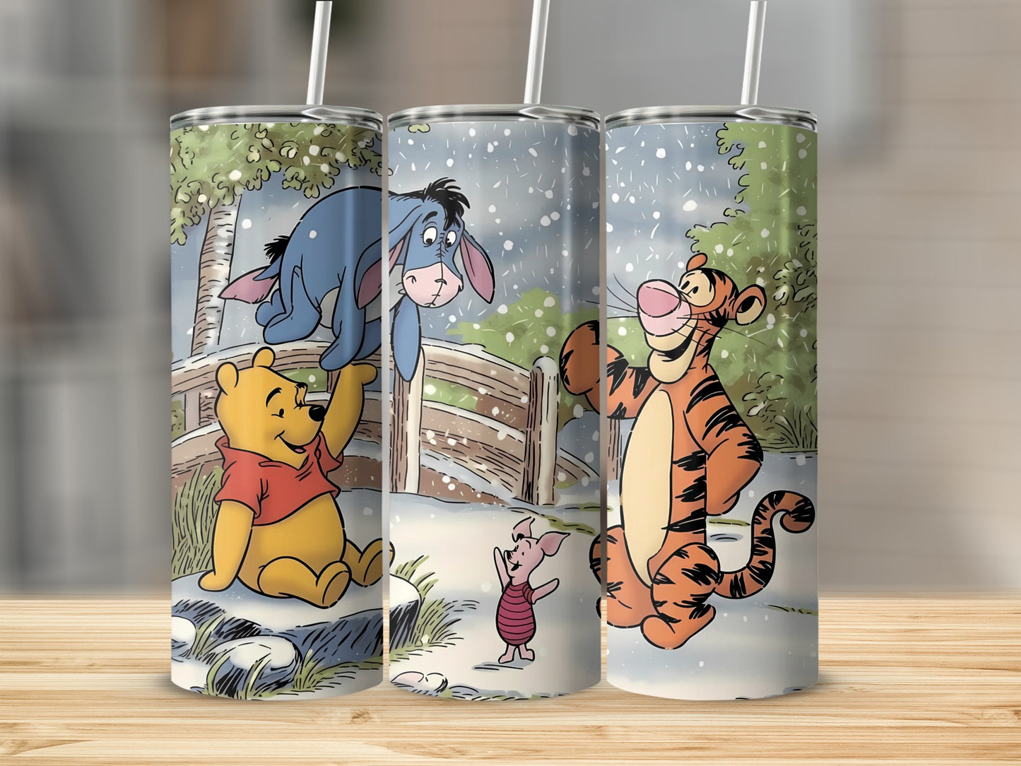 Winnie the Pooh Plus Friends Enjoy Snowy Day Tumblers