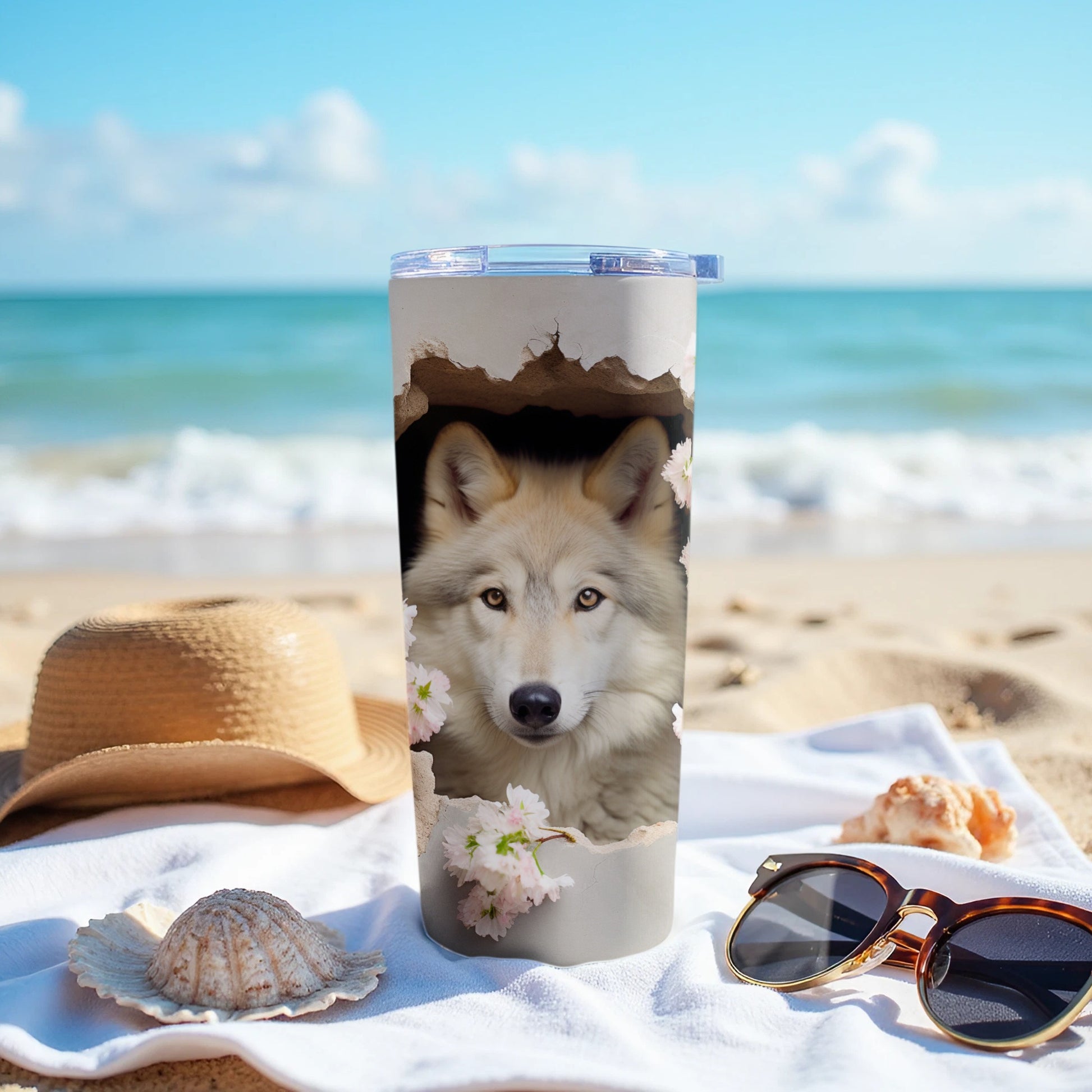 Majestic Wolf Cherry Blossom Bloom Drinkware product type