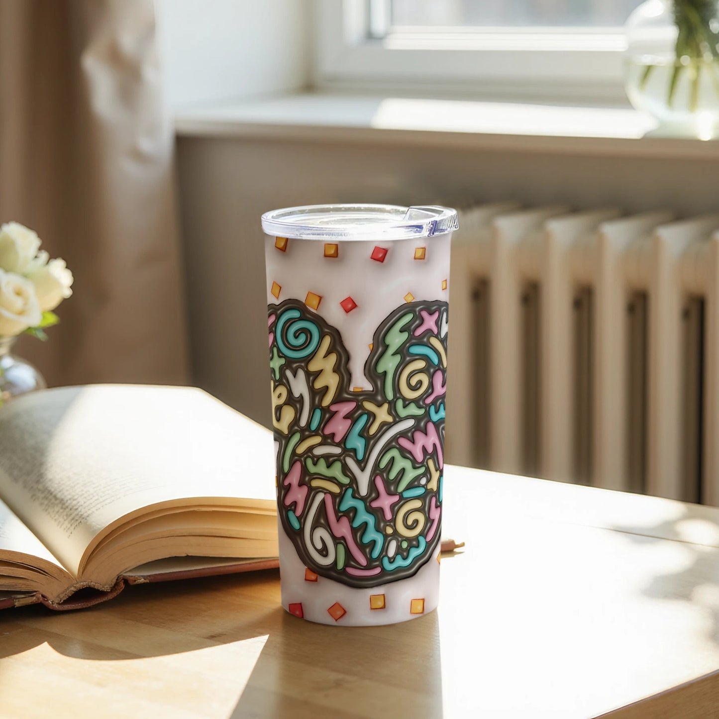 Artistic Floral Design Insulated Tumbler for Hydration