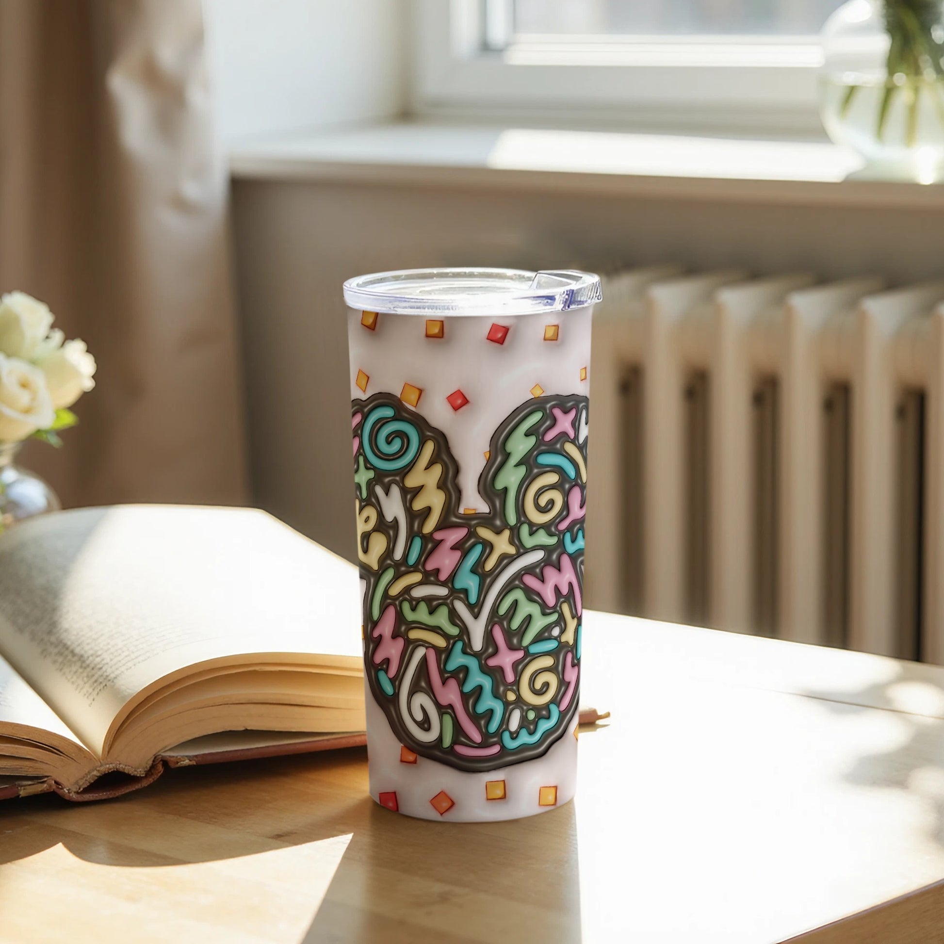 Artistic Floral Design Insulated Tumbler for Hydration