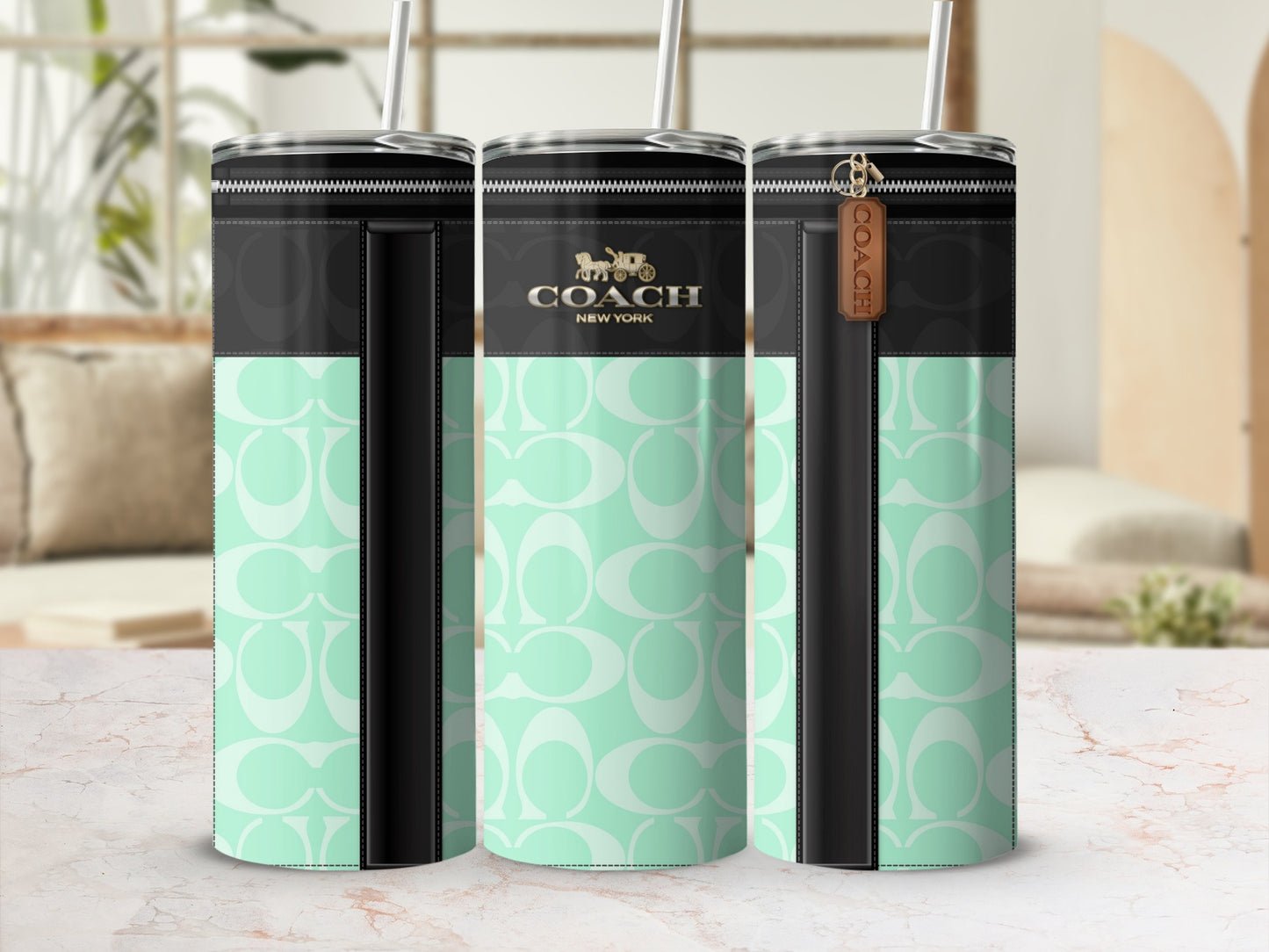 Stylish Coach New York Branded Tumbler with Straw