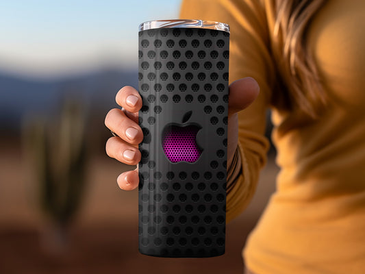 Black with Apple Design and Pink Inner Tumblers