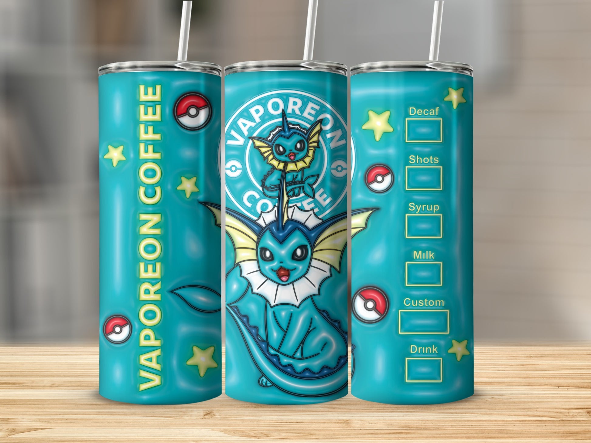 Vaporeon Coffee High-Quality Art Tumbler 20oz