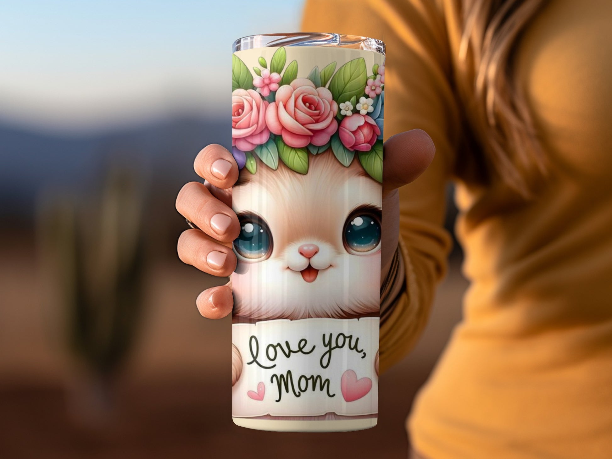 Floral Headband Cute Animal Love You Mom Tumbler