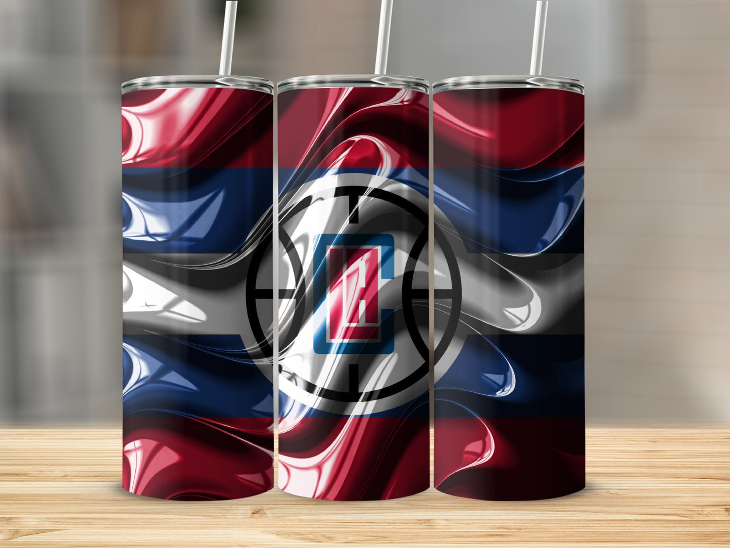 LA Clippers Basketball Logo In Wave Pattern Design Tumblers