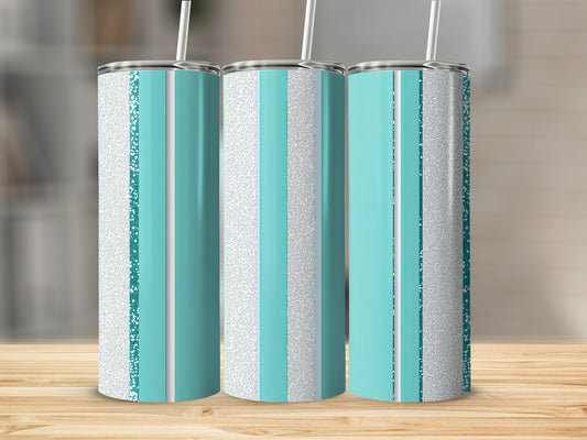 Aqua And Silver Vertical Patterned Texture Design Tumblers