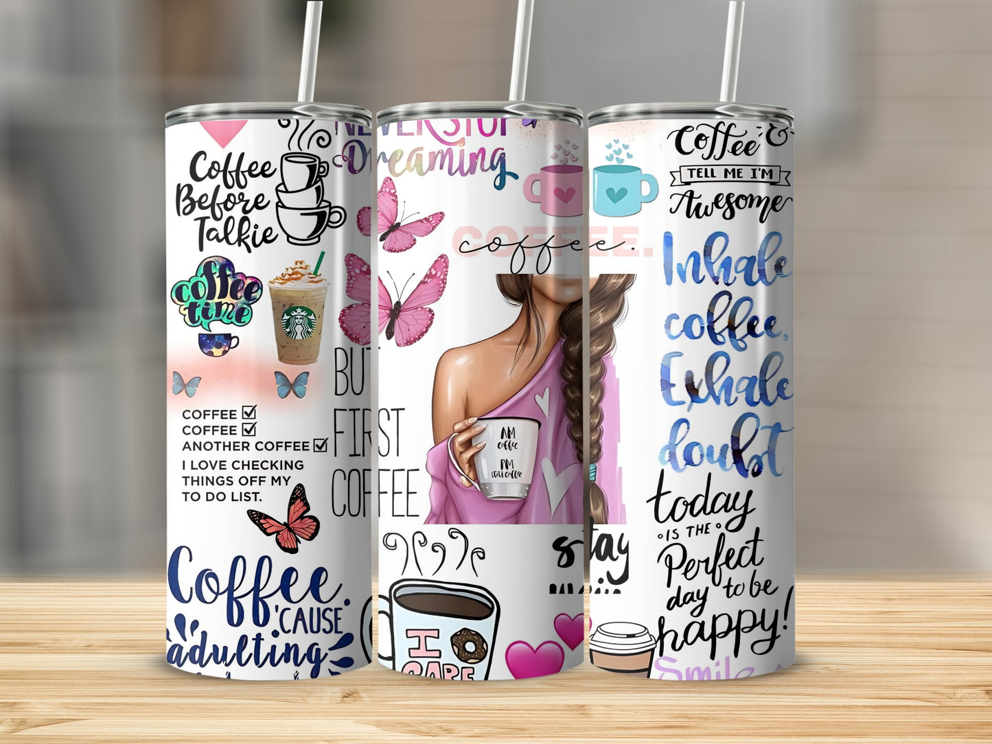 Fun Coffee Quote Graphics on Trendy Tumblers product